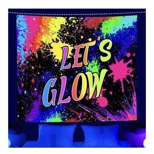 Blacklight Tapestry, LET'S GLOW Trippy Black Light Tapestries, 51.2” x 59.1” New
